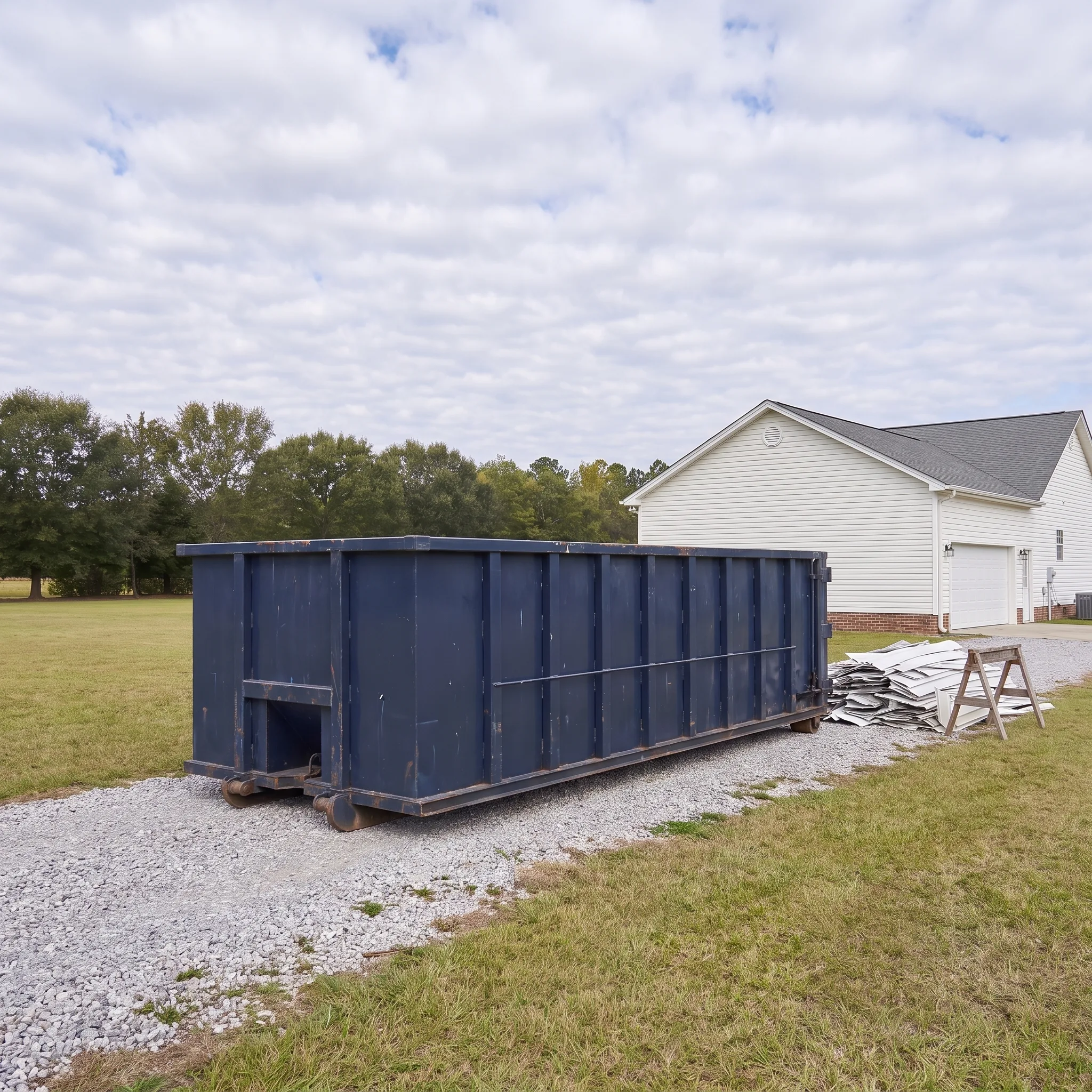 Dumpster on a Foster County, ND job site